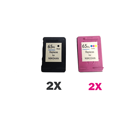 4 Pack Compatible HP 65XL Black & Colour Ink Cartridge Set (2BK2C) N9K04AA N9K03AA