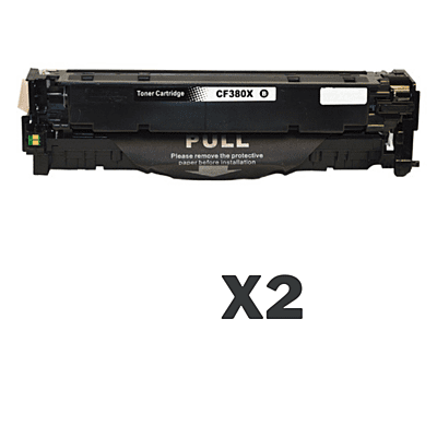 2 x Compatible HP CF380X Black Toner Cartridge 312X