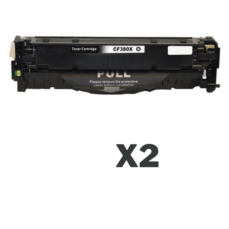 2 x Compatible HP CF380X Black Toner Cartridge 312X