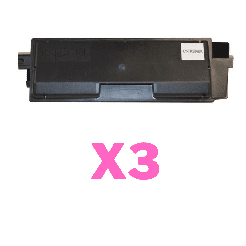 3 x Non-Genuine TK-584K Black Toner Cartridge for Kyocera FS-C5150DN