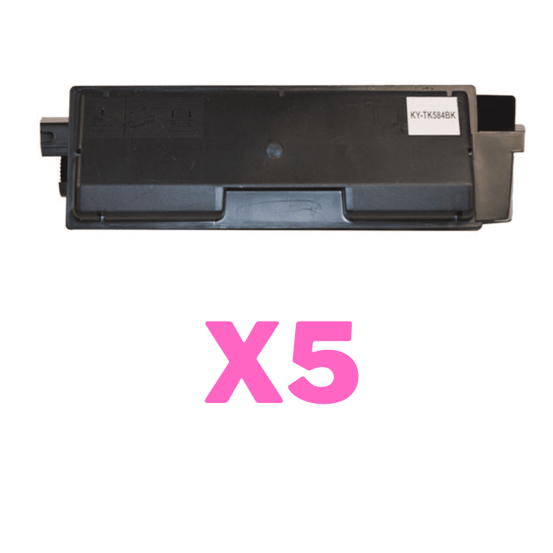 5 x Non-Genuine TK-584K Black Toner Cartridge for Kyocera FS-C5150DN