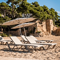 Pamela Sun Umbrella | Polyamide Stick | Blue / Khaki Fabric | 200 cm Dia | Balliu