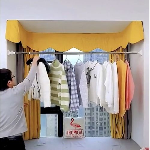 STAINLESS STEEL TELESCOPIC EXTENDABLE ROD CLOTHES DRYER / CURTAIN ROD