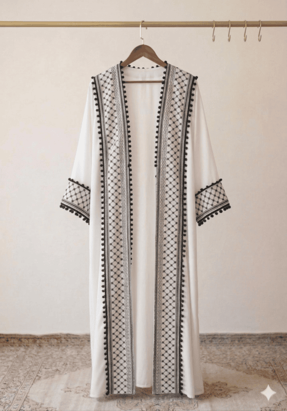 Palestine Print Abaya Linen