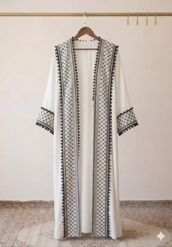 Palestine Print Abaya Linen