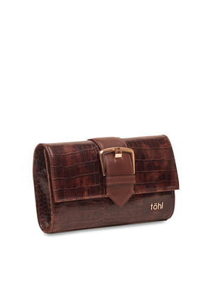 Brown Textured Clutch