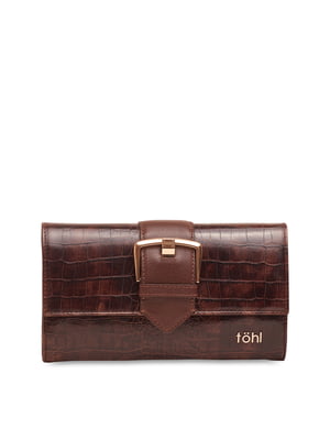 Brown Textured Clutch