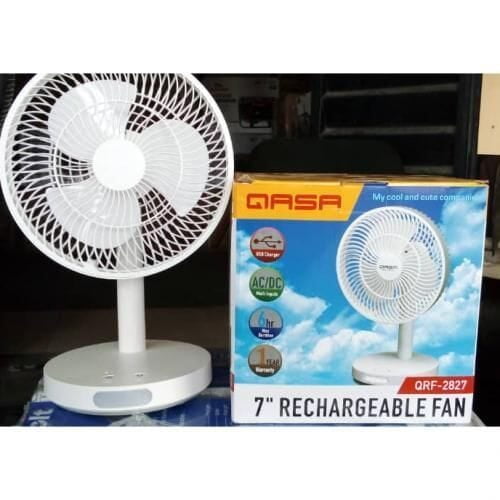 QASA 7INCHES RECHARGEABLE TABLE FAN WITH LED LIGHT
