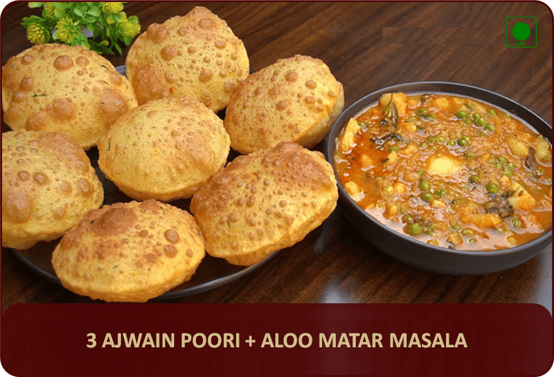Ajwain Poori + Aloo Matar Masala - 3 Pcs