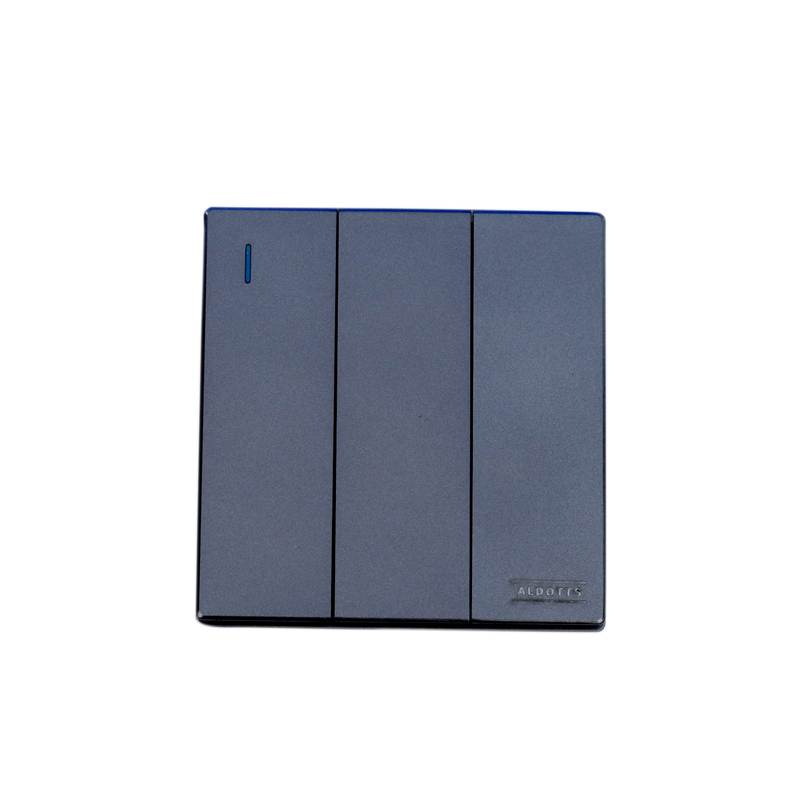 3 Gang 2 Way Push Button Wall Switch - Grey