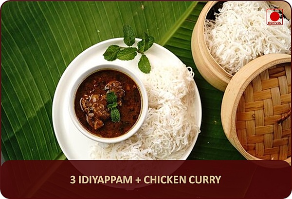Idiyappam + Chicken Curry