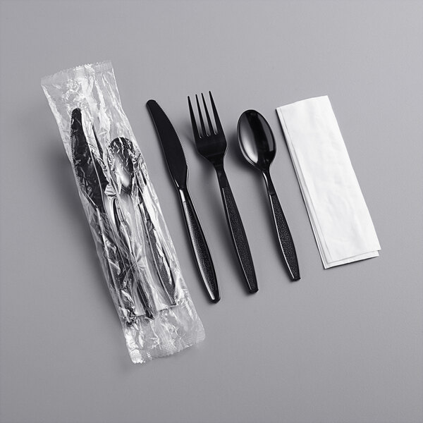 WRAPPED BLACK 3 CUTLERY KITS FOREIGN