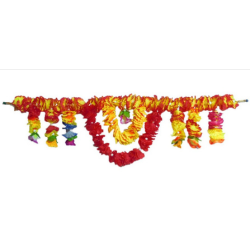 Yellow and Red Cloth Flower Door Toran - Decorative Door Hanging