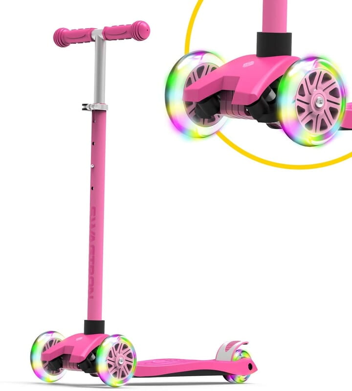 3-Wheel LED Adjustable Scooter - Pink