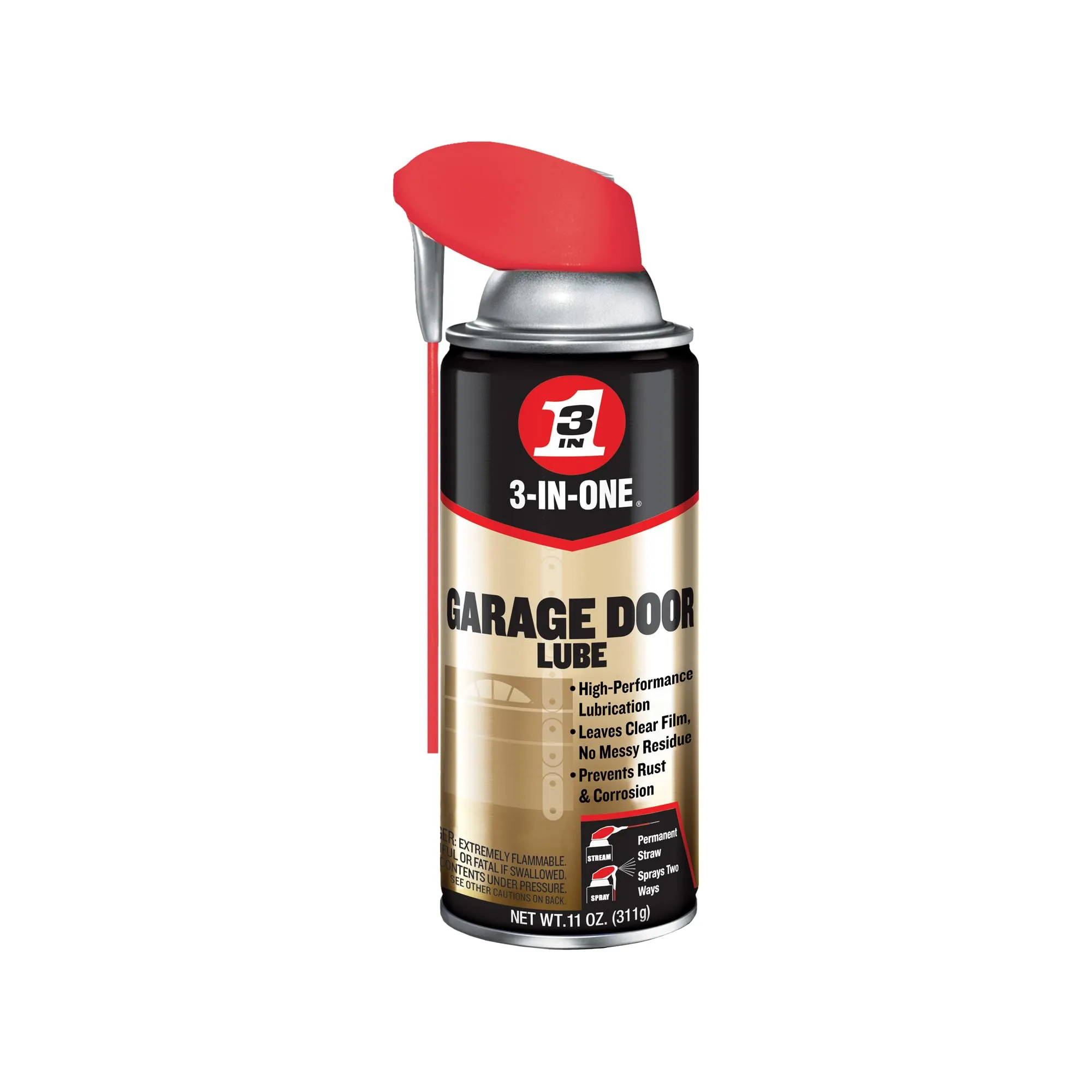 3-IN-ONE Garage Door Lubricant with SMART STRAW SPRAYS 2 WAYS, 11 OZ 1-Pack
