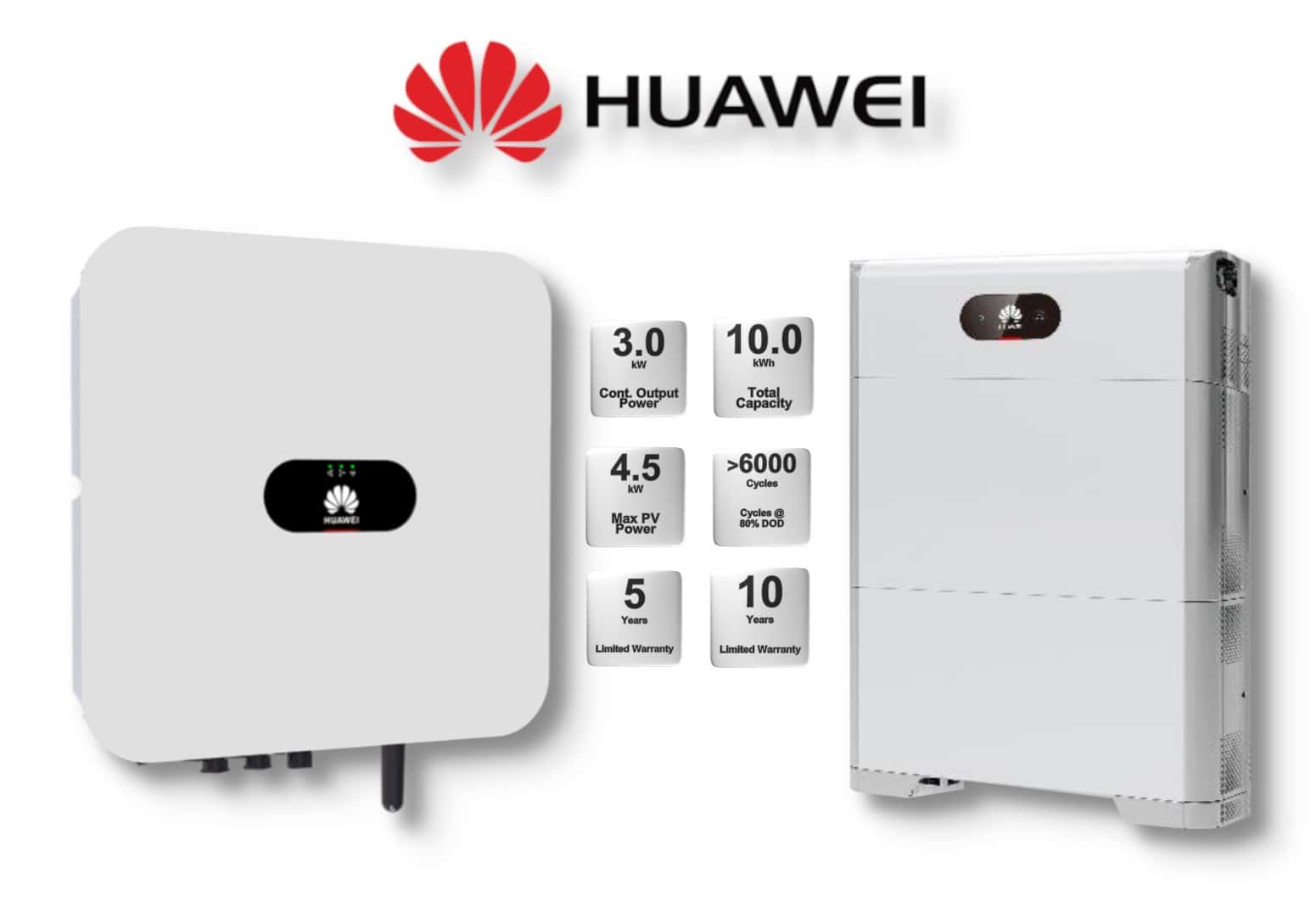3.0 kW HUAWEI Fusion Solar Combo, c/w 2 x 5.0 kWh Floor Standing Lithium Battery