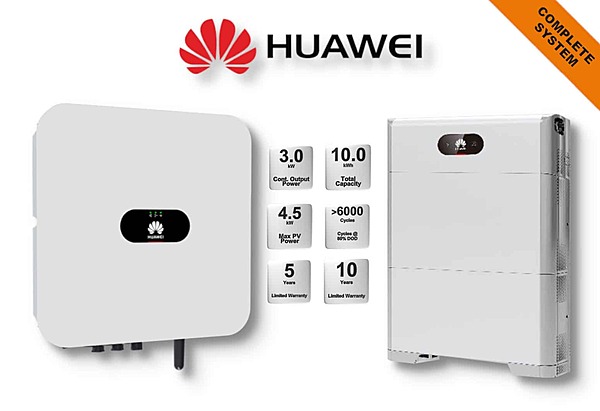 3.0 kW HUAWEI Fusion Solar Combo, c/w 2 x 5.0 kWh Floor Standing Lithium Battery