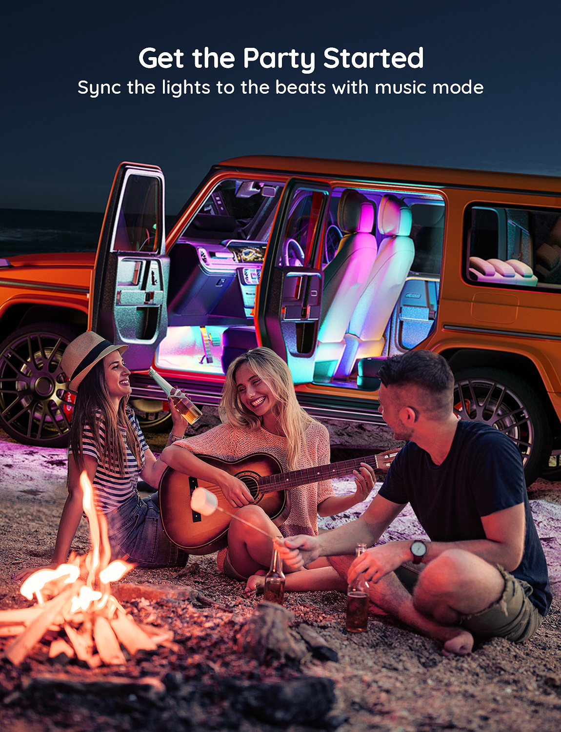 Govee RGBIC Interior Car Lights （30 Scene Mode + 4 Music Mode)--Without Remote Control