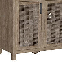 Boho Rattan & Wood Sideboard with Four Doors - Accent Buffet Cabinet Boho Rattan & Wood Sideboard with Four Doors - Accent Buffet Cabinet