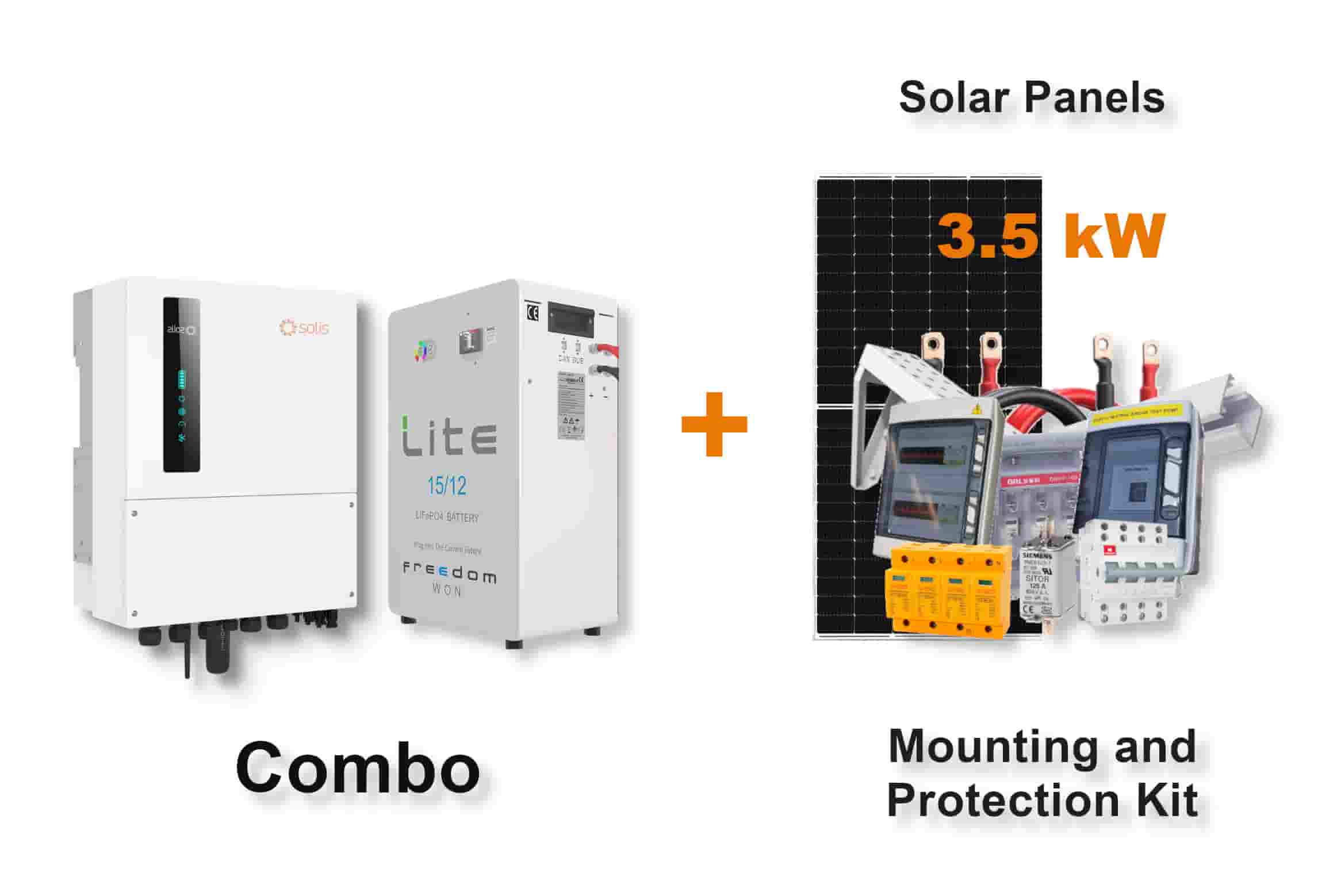 5.0 kW SOLIS S6 Hybrid - FREEDOM WON Combo, c/w 15.0 kWh Lithium Battery