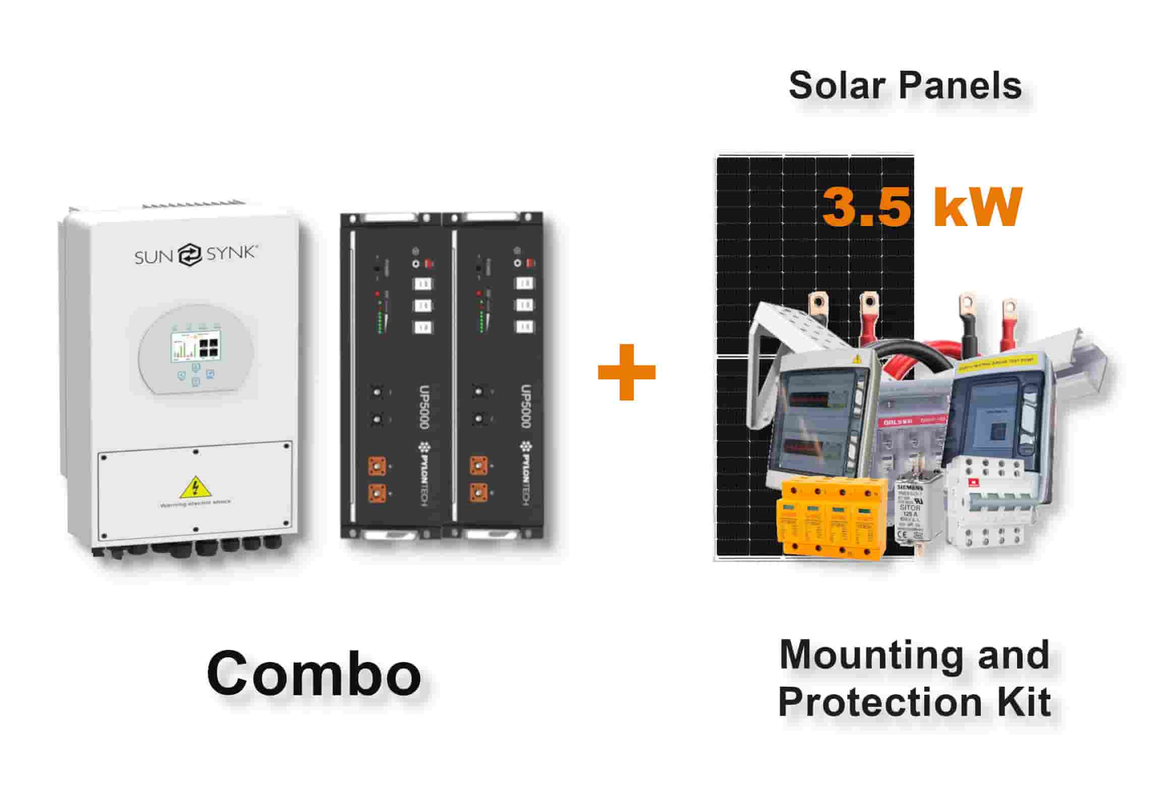 5.0 kW SUNSYNK Hybrid - PYLONTECH Combo, c/w 2x 4.8 kWh Lithium Batteries