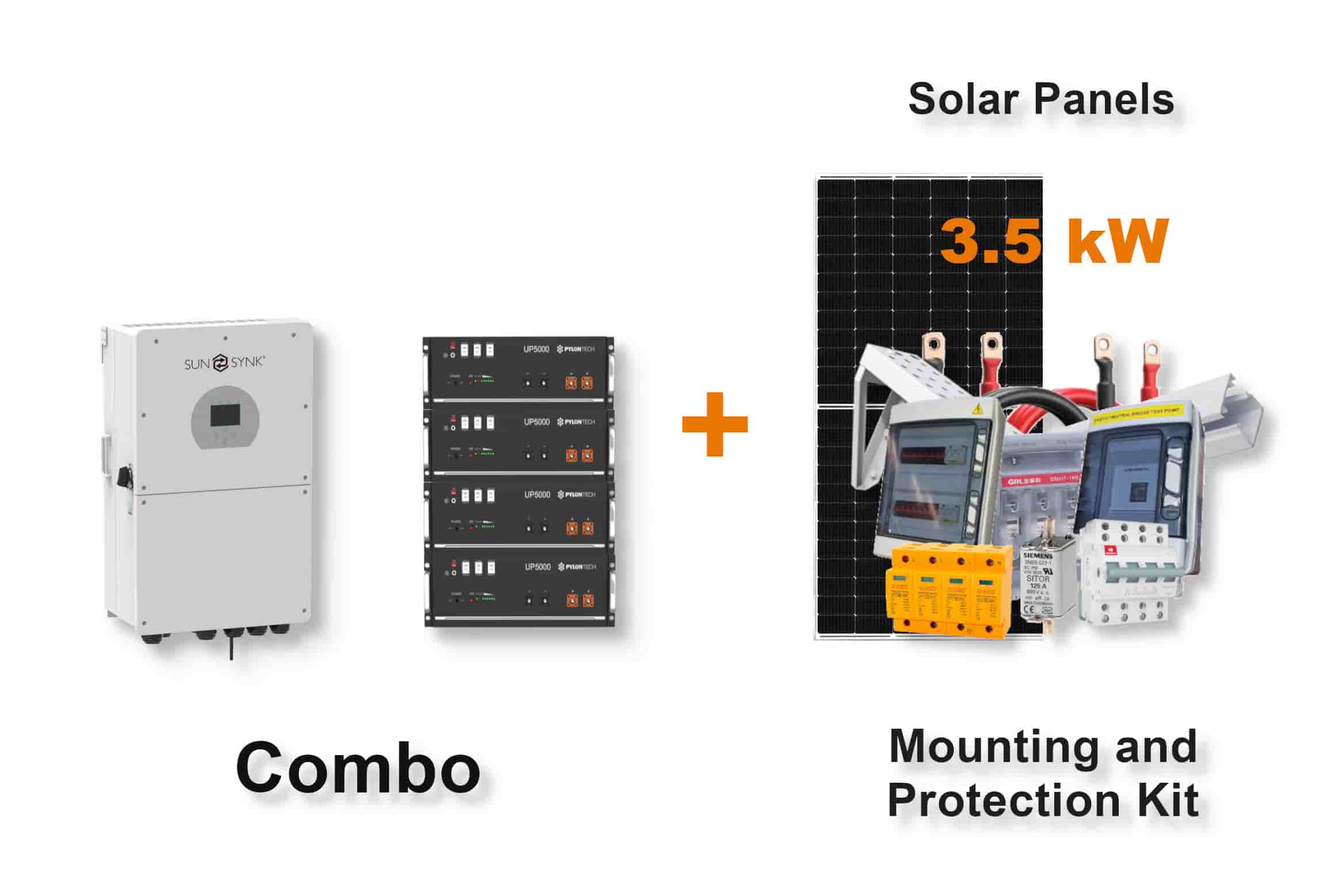 16.0 kW SUNSYNK Hybrid - PYLONTECH Combo, c/w 4x 4.8 kWh Lithium Batteries