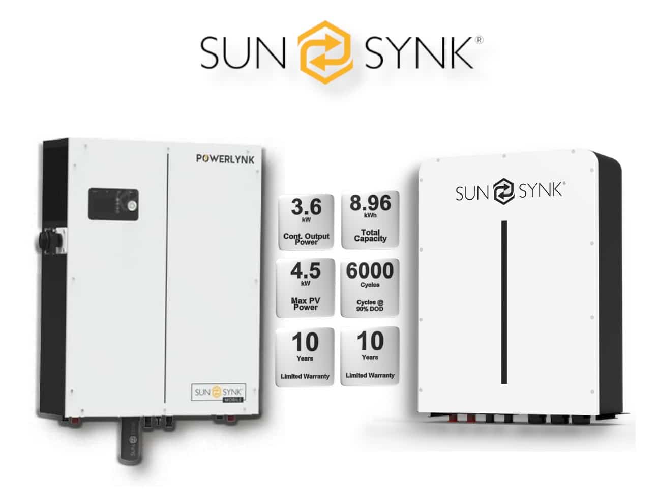 3.6 kW Sunsynk Powerlynk X, Hybrid Inverter, c/w 3.84 kWh LiFePO4 battery, SUN-POWERLYNK-X