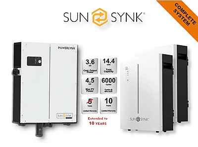 3.6 kW Sunsynk Powerlynk X, Hybrid Inverter, c/w 14.08 kWh LiFePO4 battery