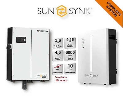 3.6 kW Sunsynk Powerlynk X, Hybrid Inverter, c/w 8.96 kWh LiFePO4 battery