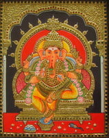 Ganesh Tanjore Painting - 1.5 ft x 1.25 ft