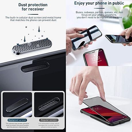 Baseus 0.3mm Dustproof Privacy Glass Screen Protector iPhone11Pro/X/XS 2PCS