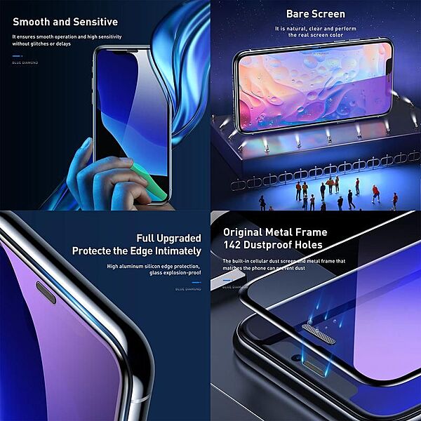 Baseus 0.3mm Dustproof BlueLight Screen Protector iPhone11ProMax/XSMax 2PCS