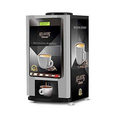 A person dispensing a quick cup of coffee from the fast and efficient Atlantis Classic 2 lane. A person dispensing a quick cup of coffee from the fast and efficient Atlantis Classic 2 lane.