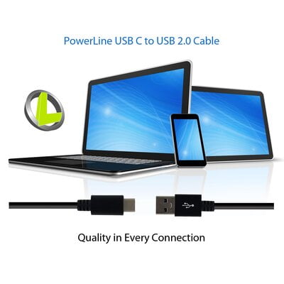 3Ft Usb C Plug - Usb 2.0 A Plug High Speed 480Mbps - Black