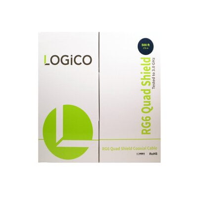 Rg6 Cable 60% Quad Shield Cmr Etl 18Awg 500Ft White