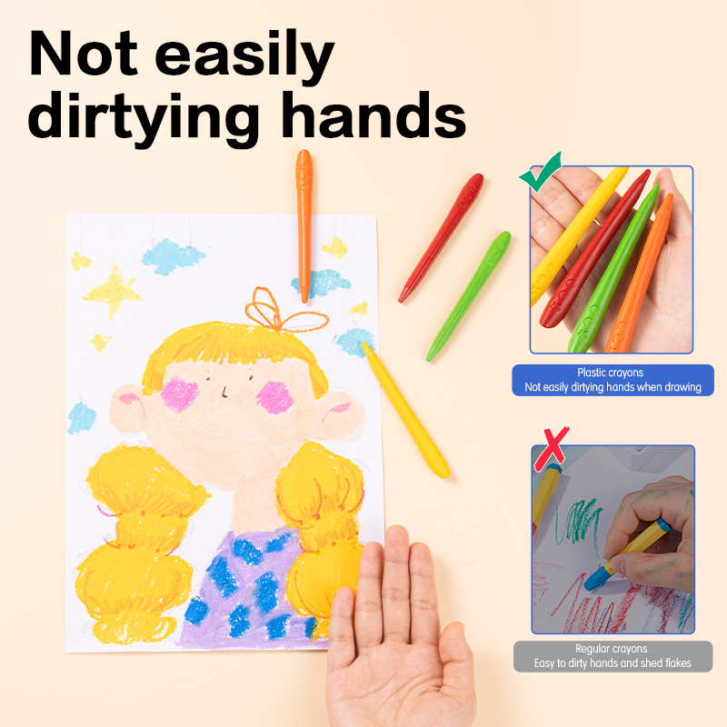 DELI C229-12 COLOR-WOW PLASTIC CRAYONS 12 COLORS ERGONOMIC