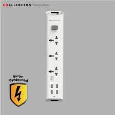 ELLINGTON (UK) SURGE PROTECTOR EXTENSION SOCKET WITH 3 WAY SOCKETS AND  4 USB  PORTS