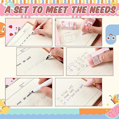 Amazkart 7 Pcs Cute Stationery Set Amazkart 7 Pcs Cute Stationery Set