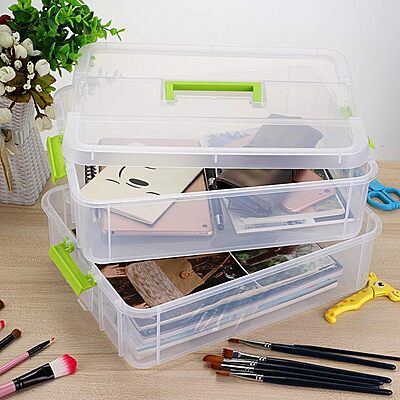 Amazkart 2 Layer Plastic Storage Containers with Lids