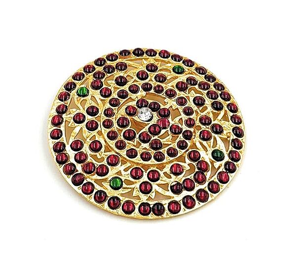 Temple Jewellery – Brass Gold Finish Kempstones Rakodi | Bharathanatyam, Classical Dance & Bridal Hair Accessory