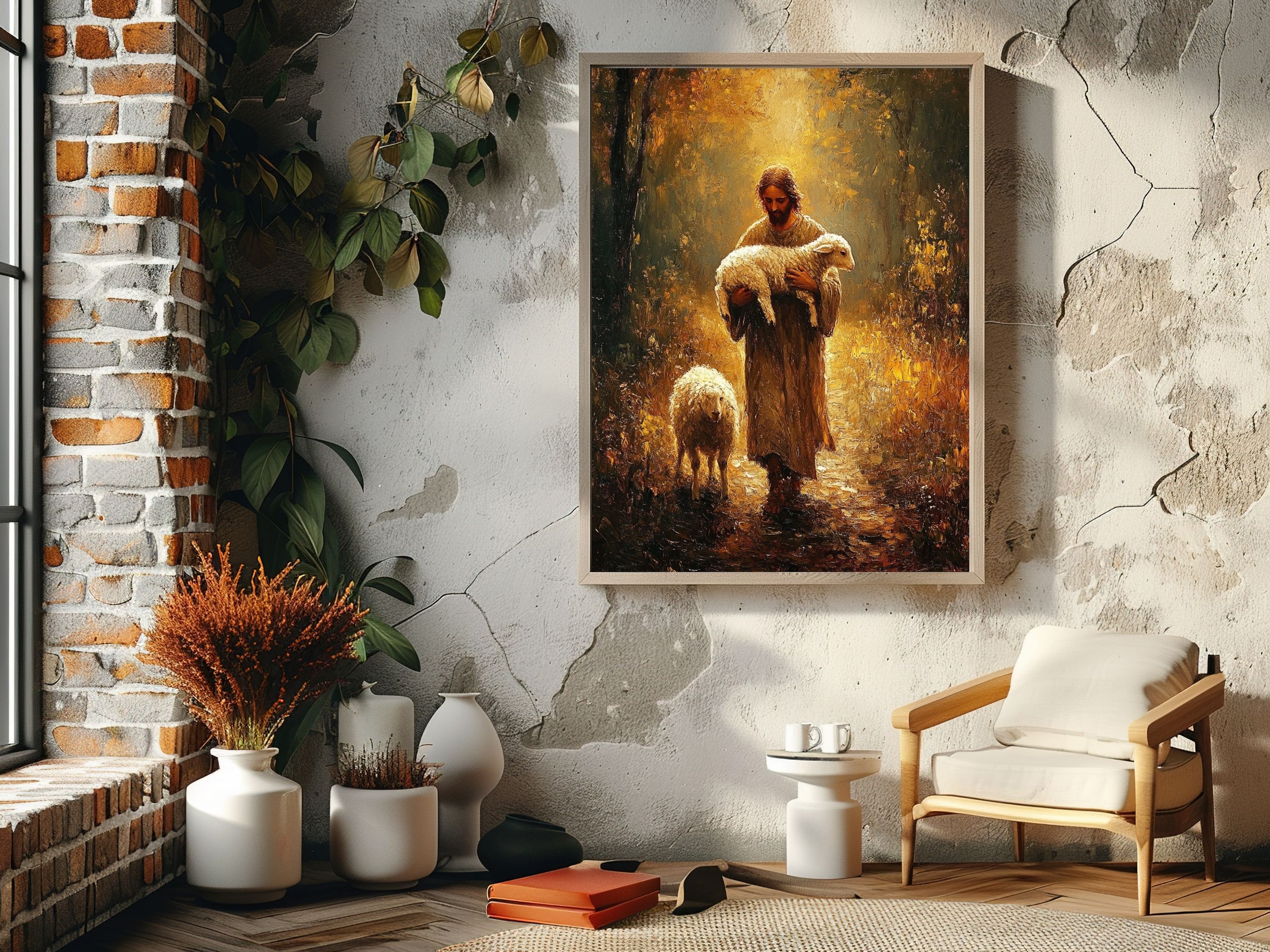The Good Shepherd Print: Jesus with Lamb, Christian Home Decor | Fine Art Print