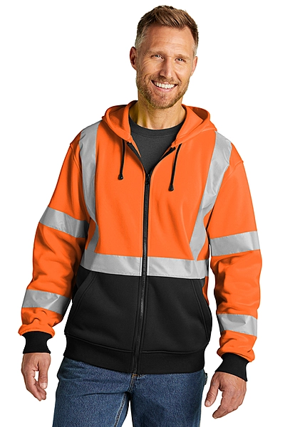 CornerStone® ANSI 107 Class 3 Heavy-Duty Fleece Full-Zip Hoodie - CSF300