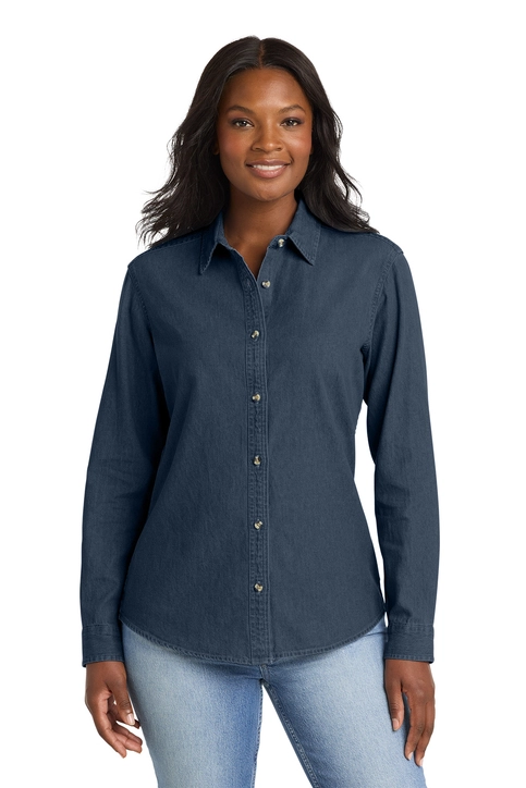 Port & Co™ Women's Long Sleeve Value Denim Shirt - LSP10