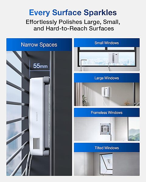 Ecovacs WINBOT MINI Smart Window Cleaner - Ultra-Thin, 7,500 Pa Suction