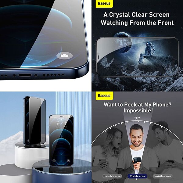 Baseus 0.3mm Privacy Tempered Glass Screen Protector iPhone 12 Series - 12 Mini