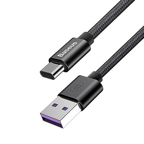 Baseus 1m - 5A Speed Q.C 3 USB Type-A 2.0 to Type-C Huawei Cable - Black