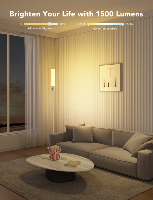 Govee RGBICWW Cylinder Floor Lamp - Smart Ambiance Room Decor Light