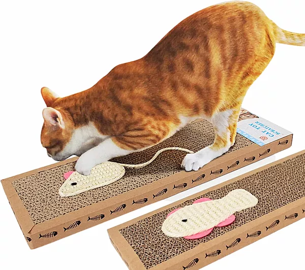 Cat Scratcher Board Cardboard Scratching Post Cat Post For Indoor Cats Scratch Pad With Sisal Toy & Catnip Reversible Corrugated Scratcher Cat Toys