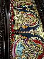 Lakshmi Ganesha Saraswati Tanjore Painting - 13 x 27 inches