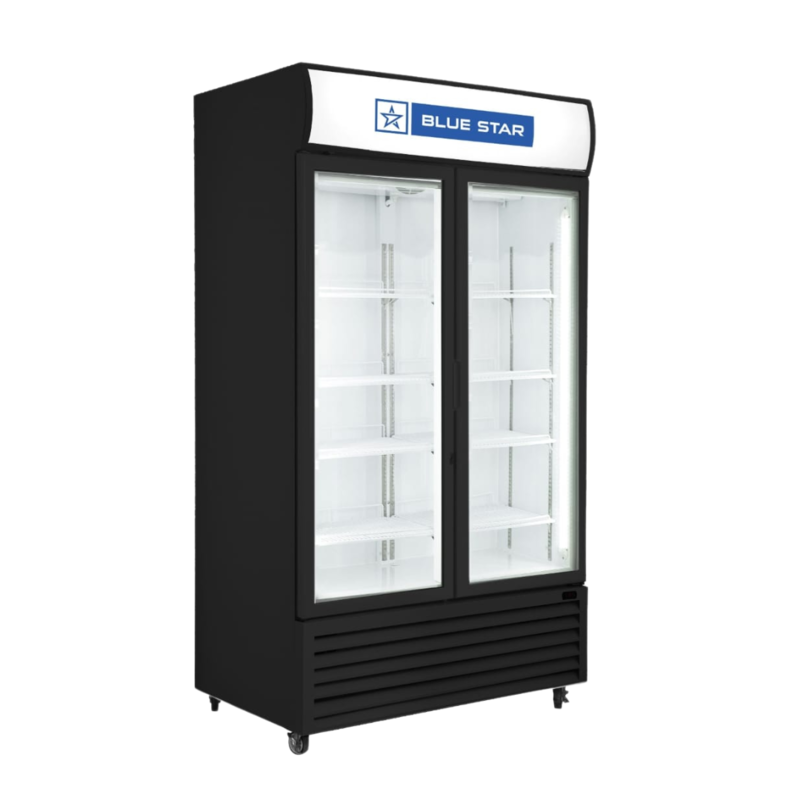 front look of Blue Star Visi Cooler-VC600CD-Black with Heavy duty compressor